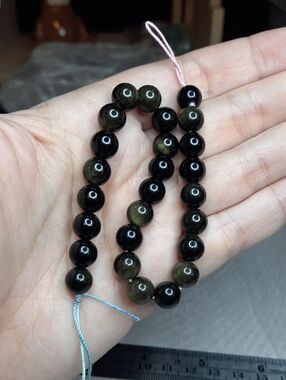 8mm Gold Sheen Obsidian Bead Strand – 8" #5
